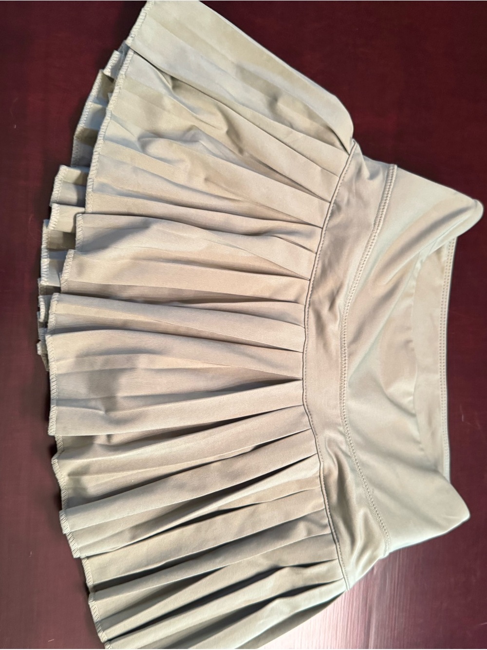 Pleated Mini Skirt in Light olive green